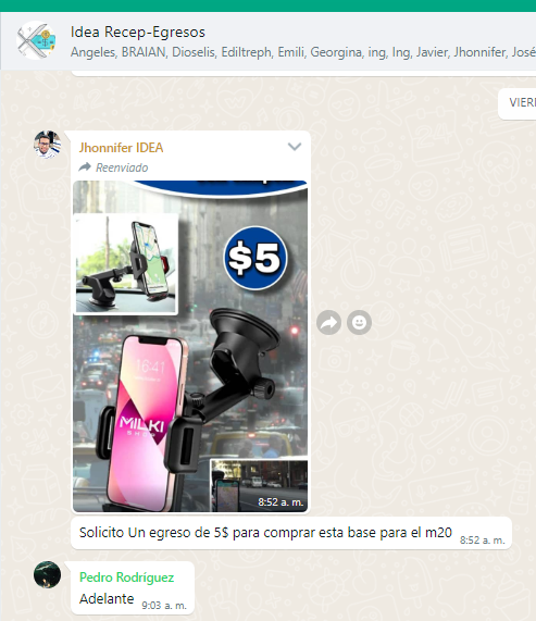 Ejemplo de autorización de egreso